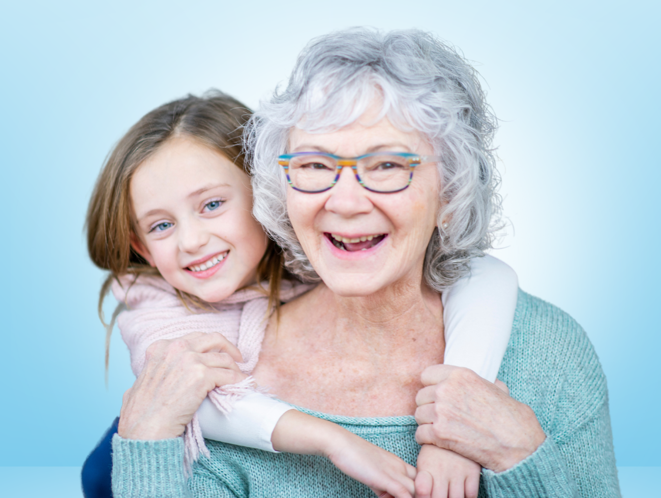 Grandmother and Granddaughter smiling together